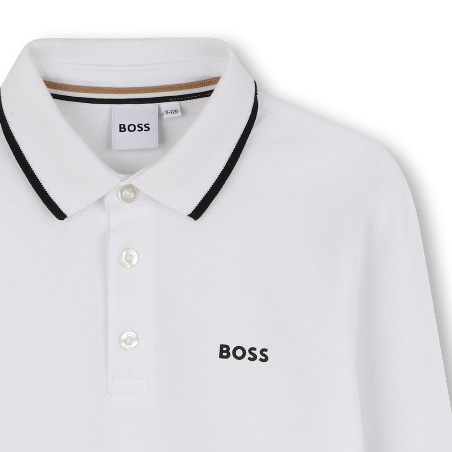 男童白色Logo棉Polo衫