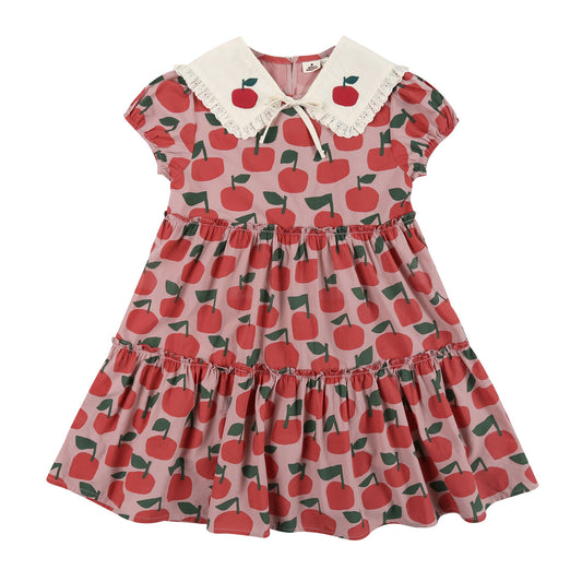 女童粉色棉连衣裙