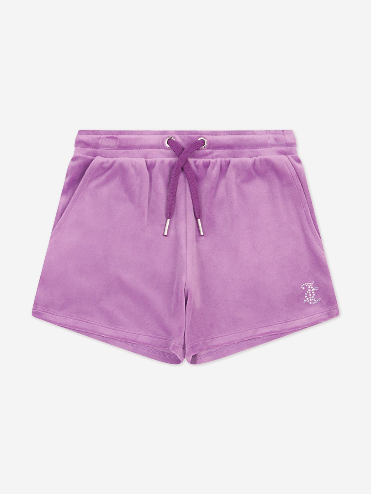 Girls Heritage T-Shirt and Velour Shorts Set in Purple