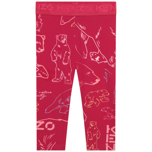 女婴紫红色Logo棉打底裤