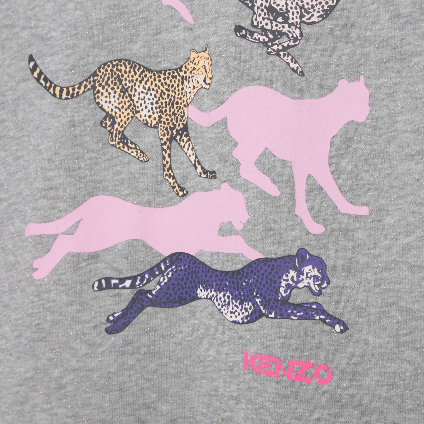 女童粉色猎豹印花连衣裙