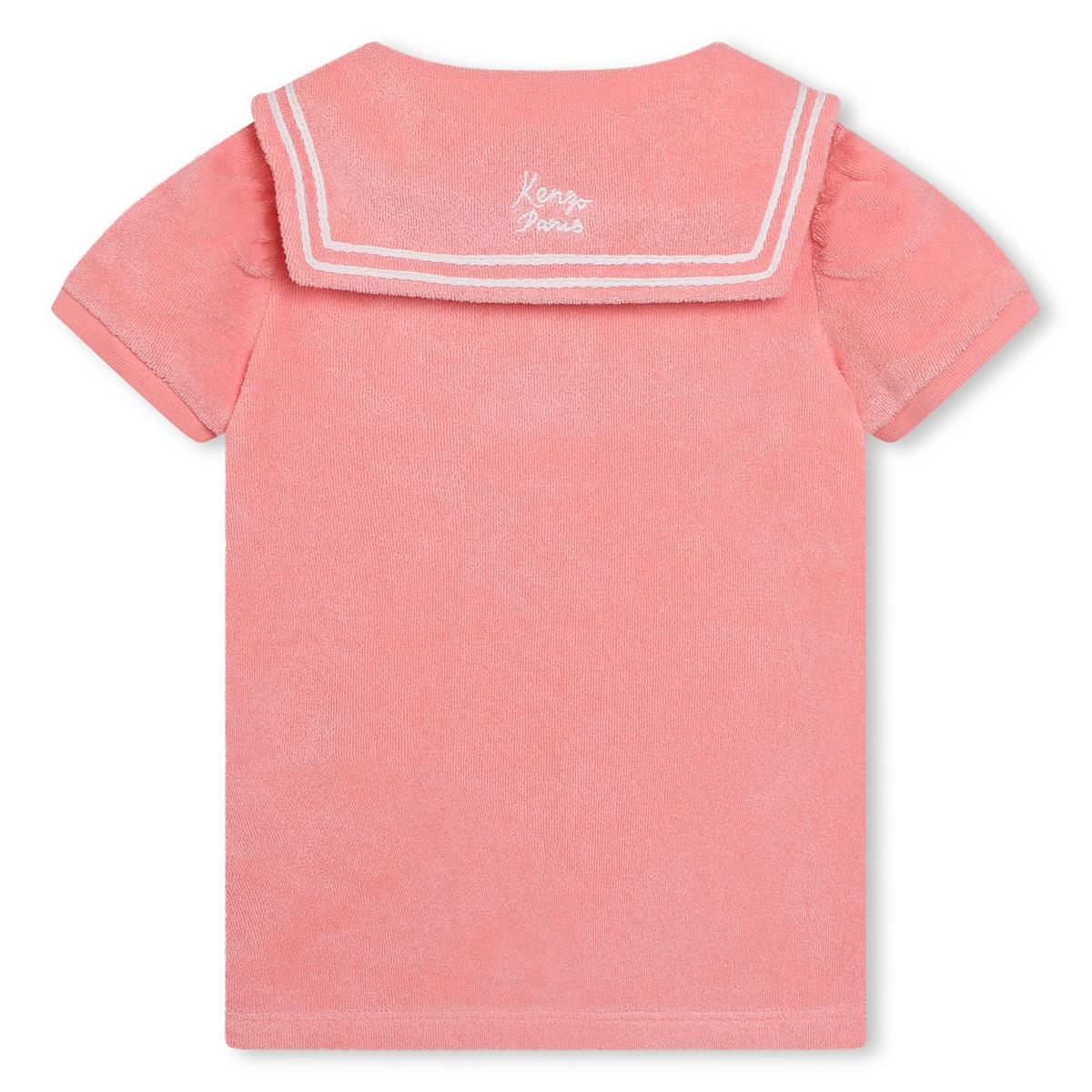 女婴粉色棉连衣裙套装