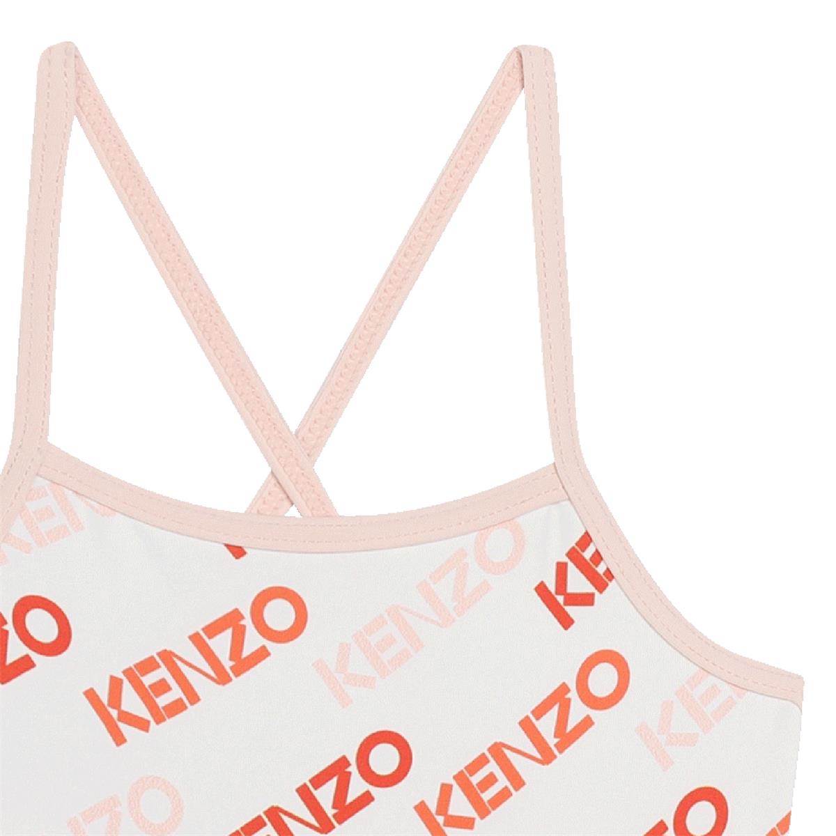 女婴白色Logo泳衣