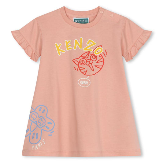 女婴粉色棉连衣裙