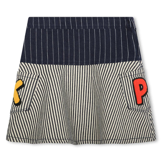 女童蓝色条纹短裙