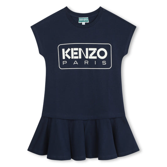 女童藏青色Logo棉连衣裙