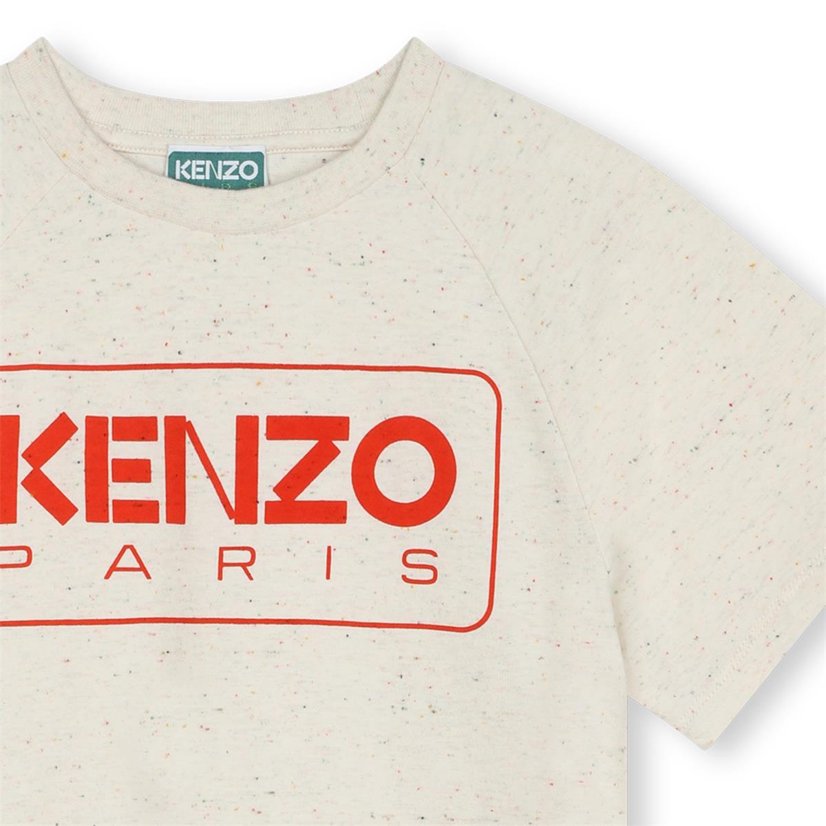 女童米色Logo棉连衣裙