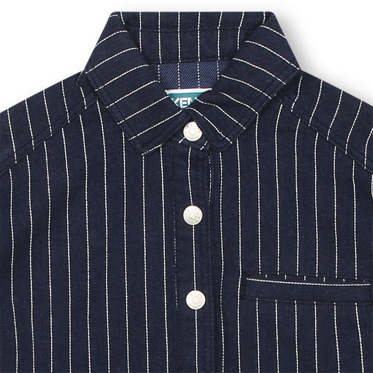 女童蓝色条纹棉连衣裙