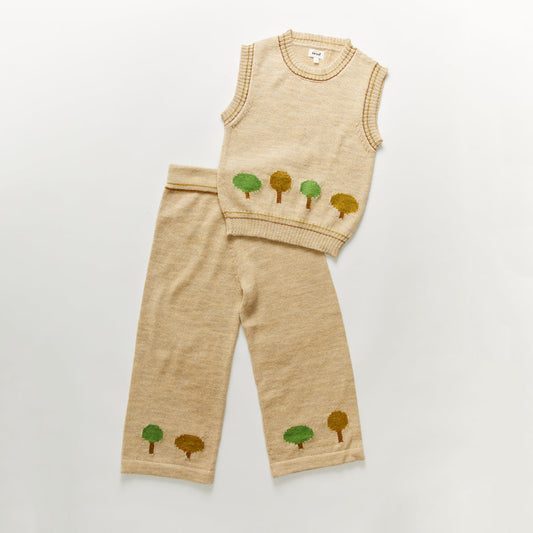 女童米色羊驼毛套装