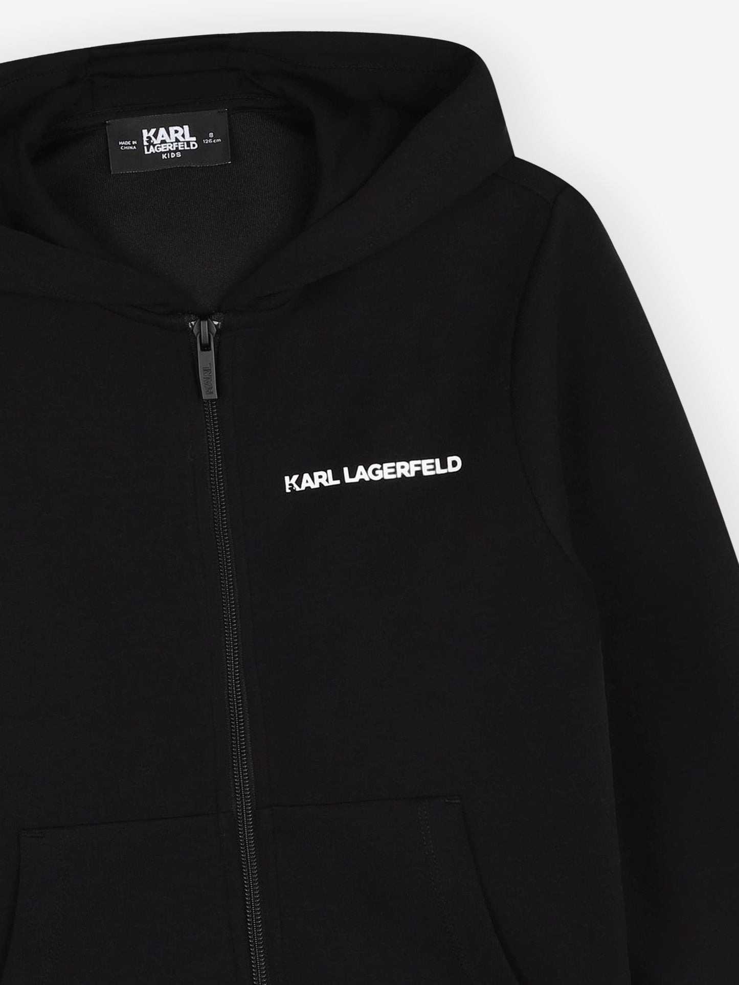 Karl Lagerfeld 男童黑色徽标拉链上衣