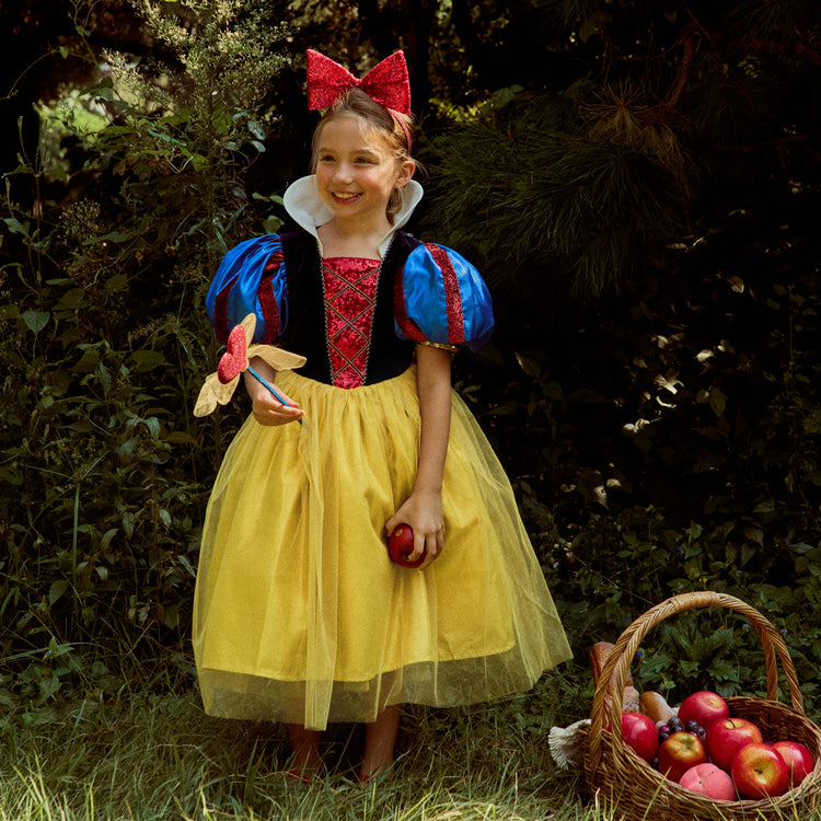 女童蓝色白雪公主泡泡袖连衣裙