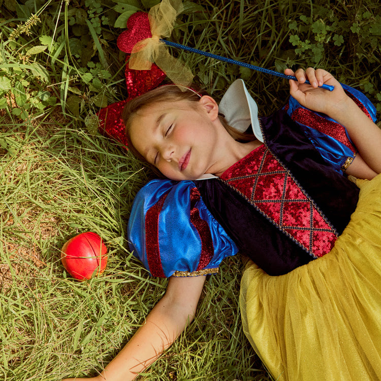 女童蓝色白雪公主泡泡袖连衣裙