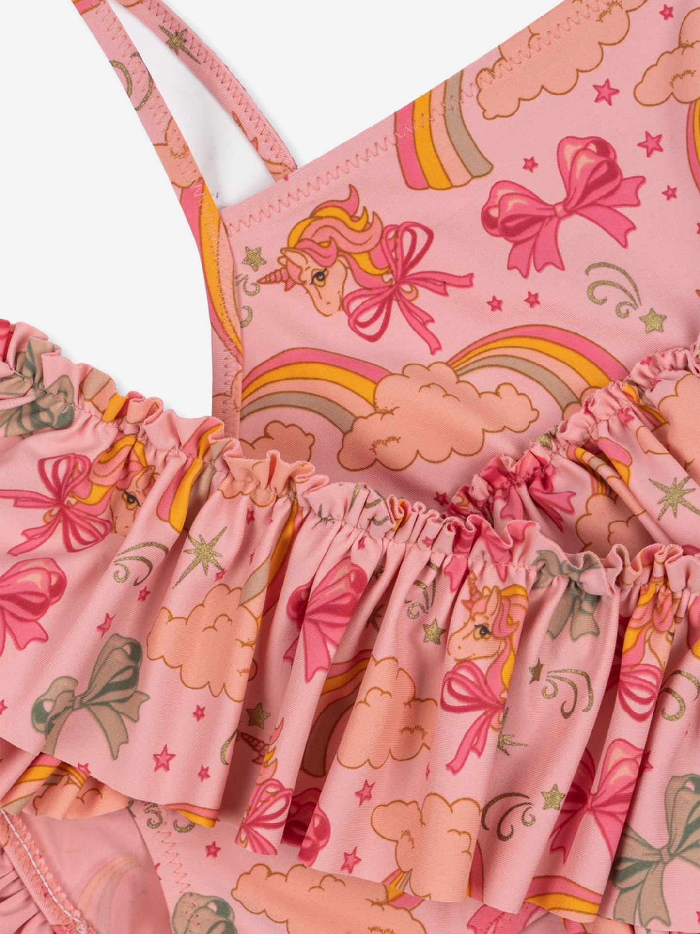 Girls Rainbow Bow Manuca Frill Bikini in Pink