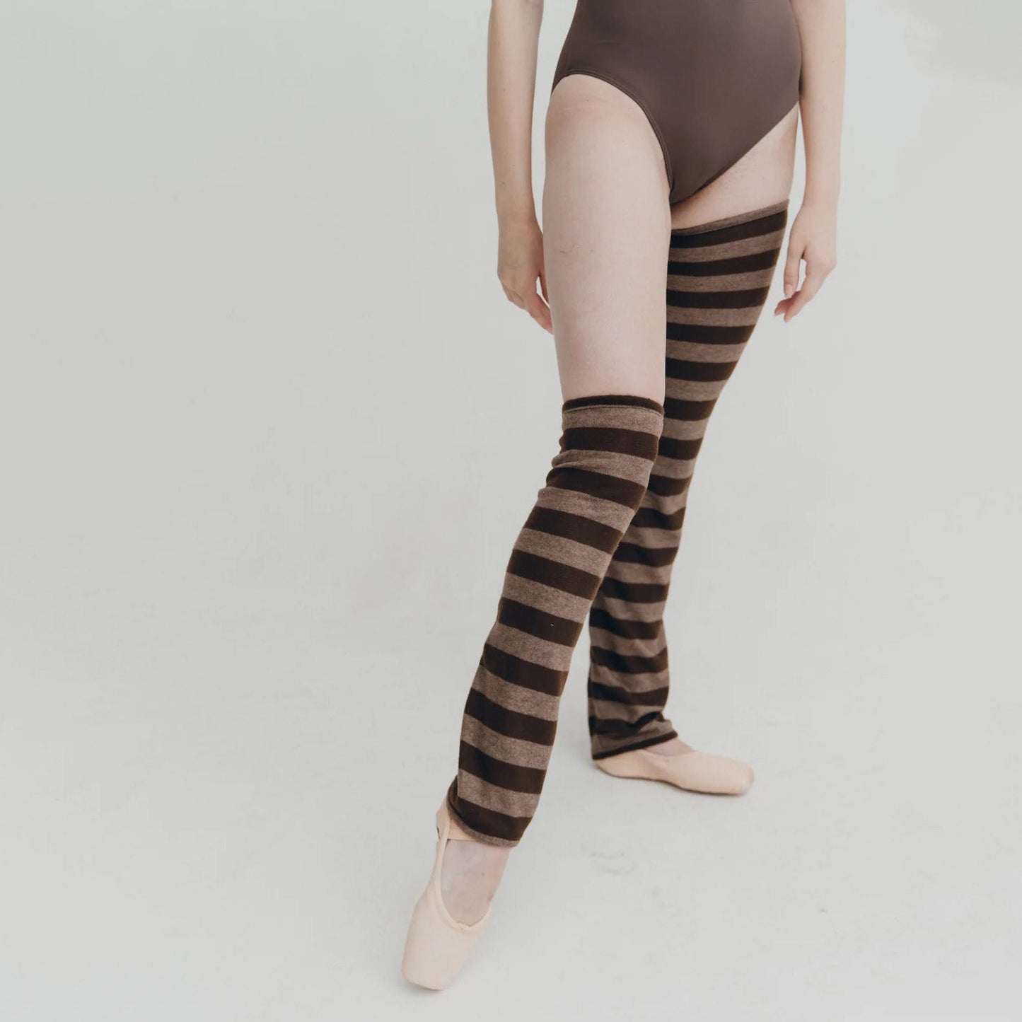 成人款棕色条纹芭蕾舞护腿(Kate - Leg Warmer)