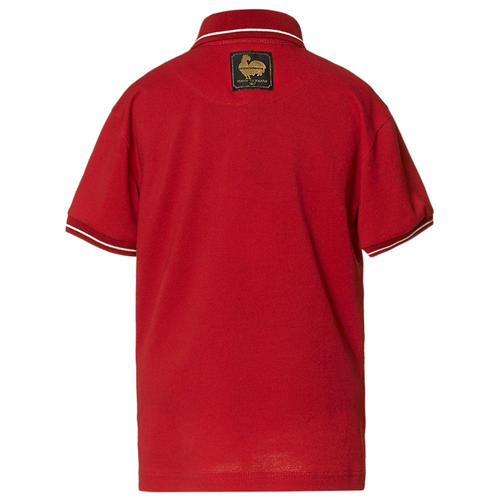 Boys Red Rooster Printed Trims Cotton Polo Shirts
