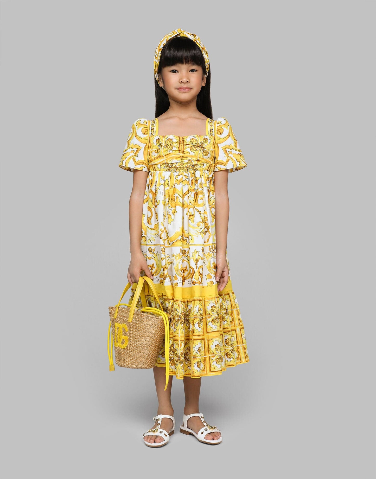 Dolce & Gabbana 女童 Maiolica 长裙(黄色)