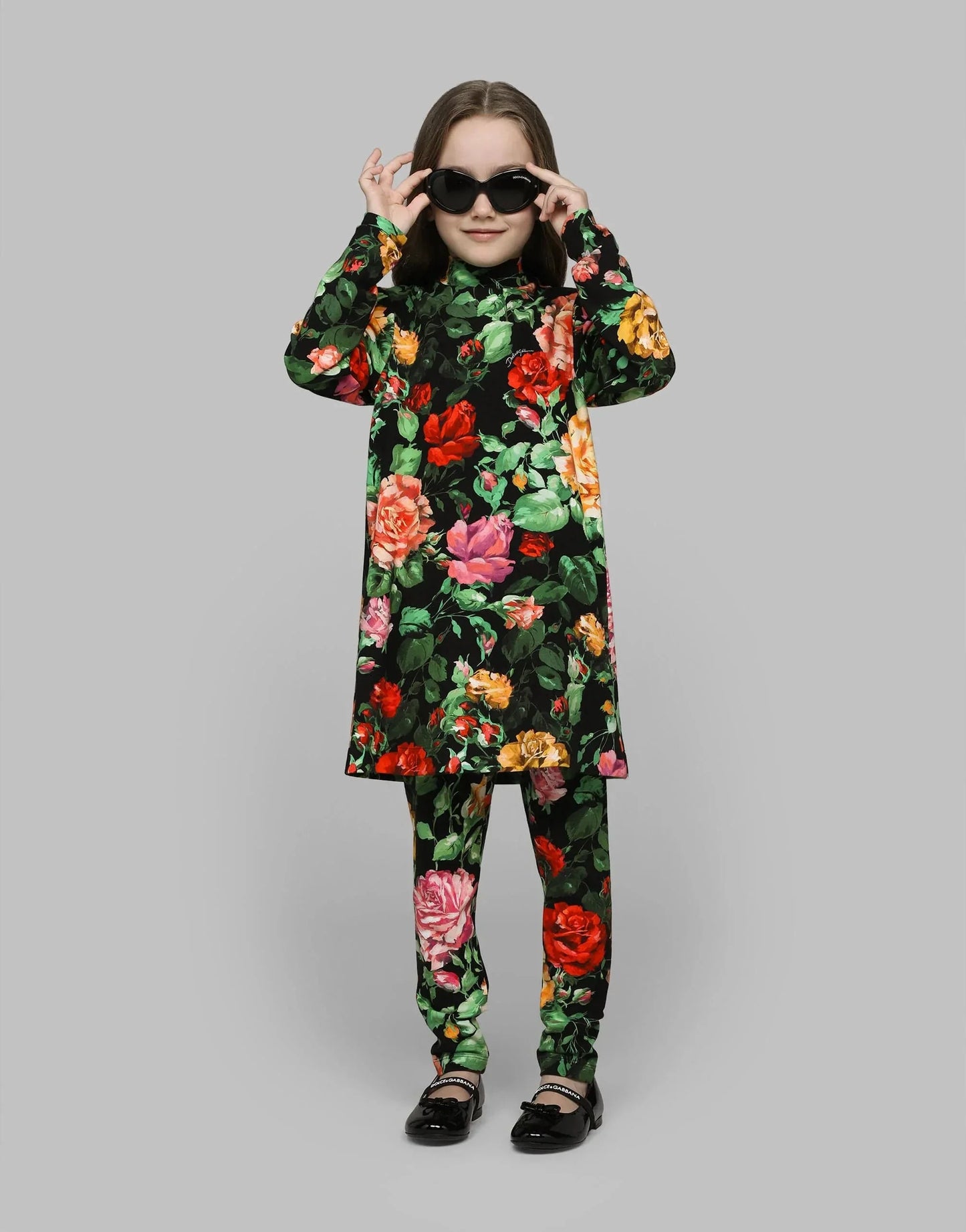 Dolce & Gabbana 女童长袖玫瑰连衣裙(多色)