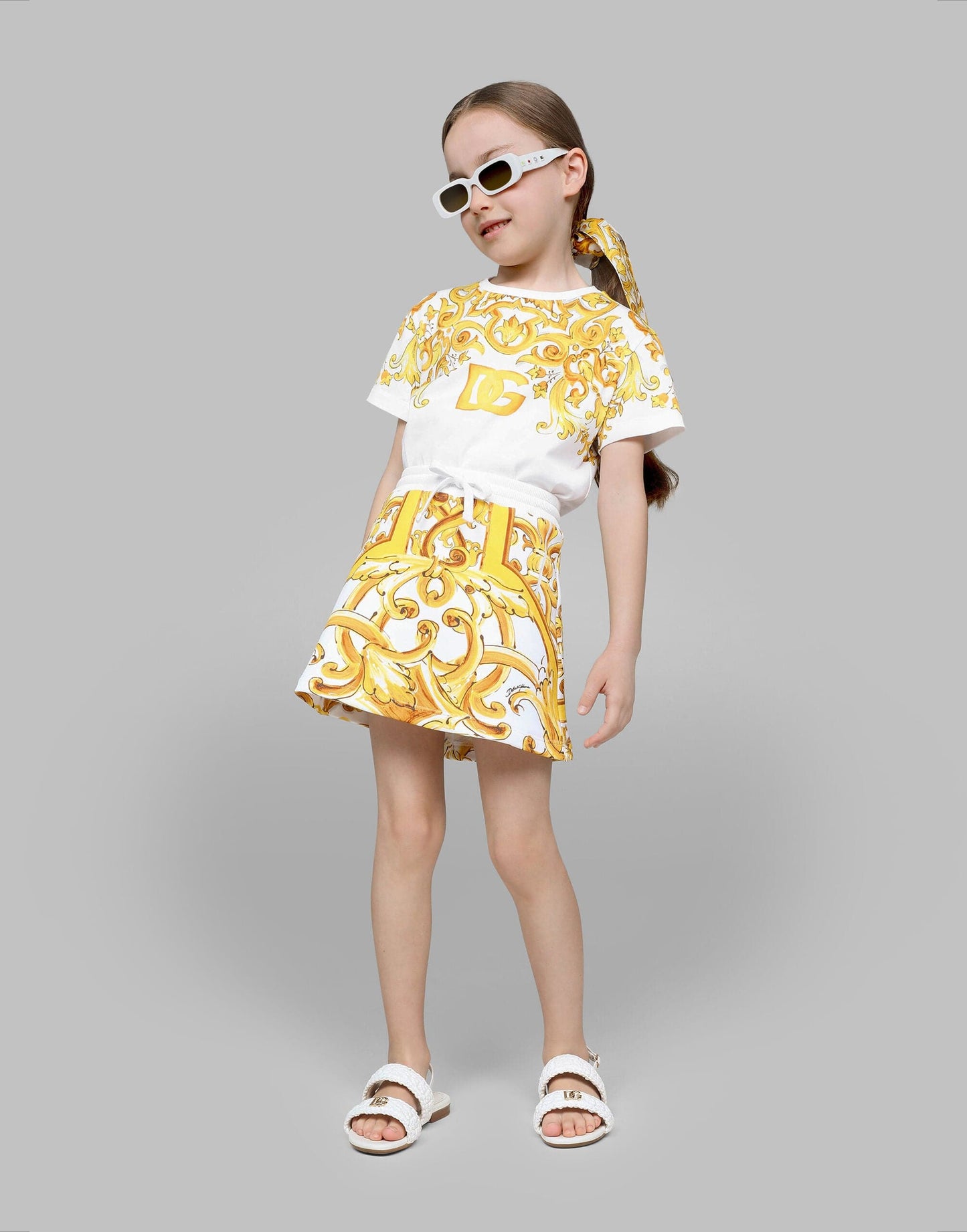 Dolce & Gabbana 女童 Maiolica 印花 T 恤(白色)
