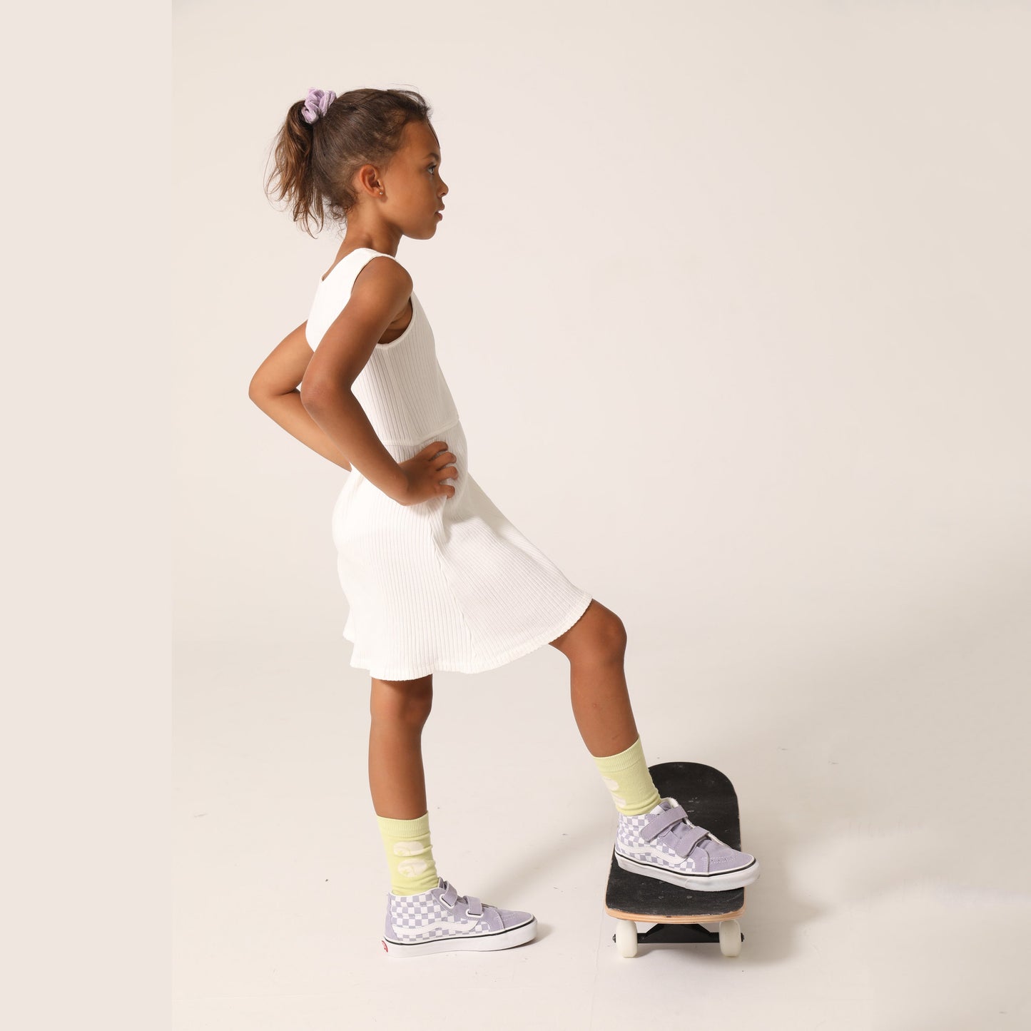 女童白色Logo棉连衣裙