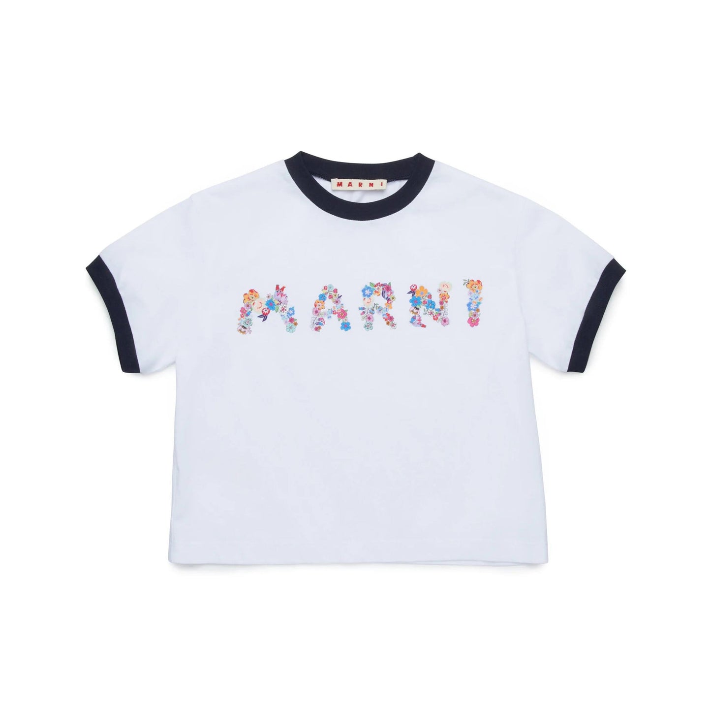 女童白色印花Logo棉T恤