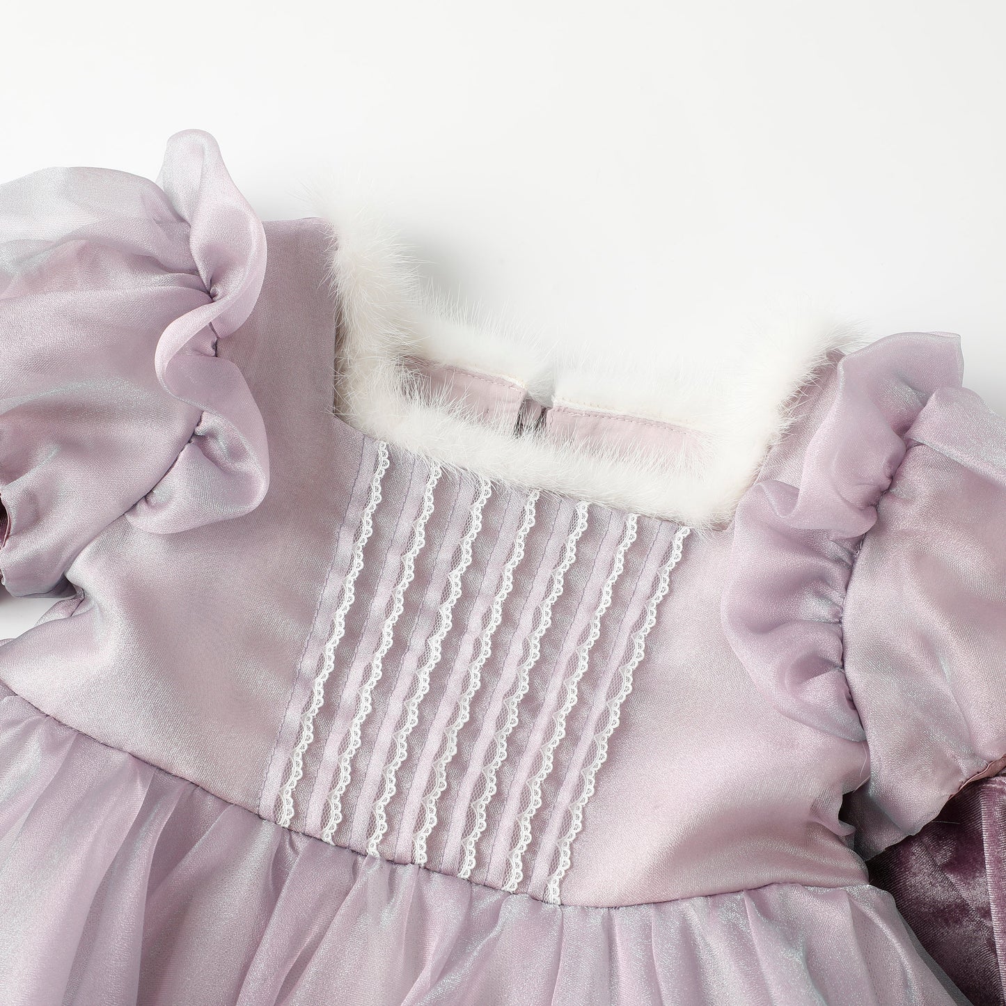 女童紫色欧根纱两穿裙