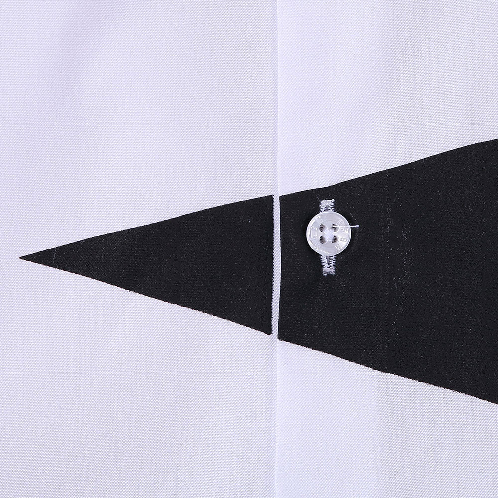 Boys White Cotton Shirt With Black Star Trims