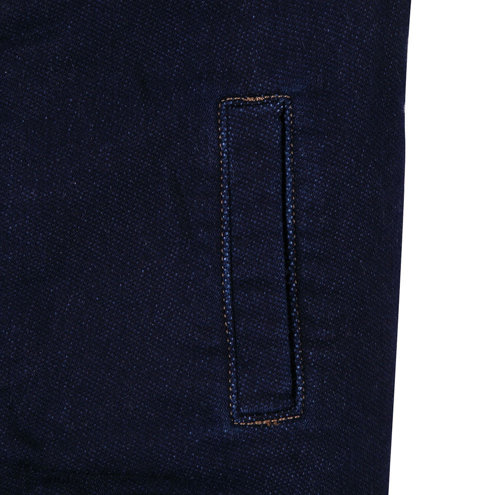 Baby Boys Navy Blue Ribbed Cotton Jacket