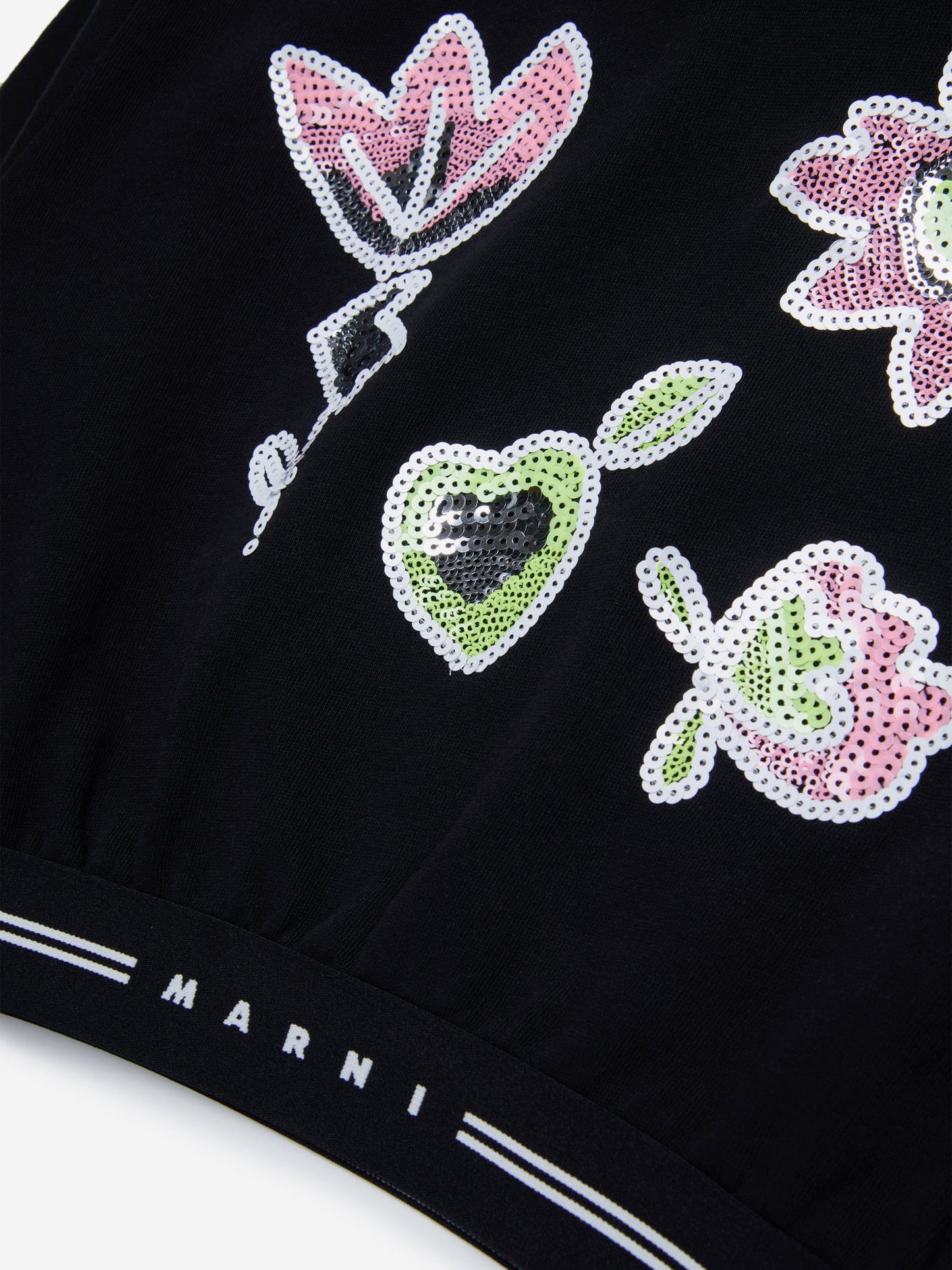 MARNI 女童贴花连帽衫(黑色)