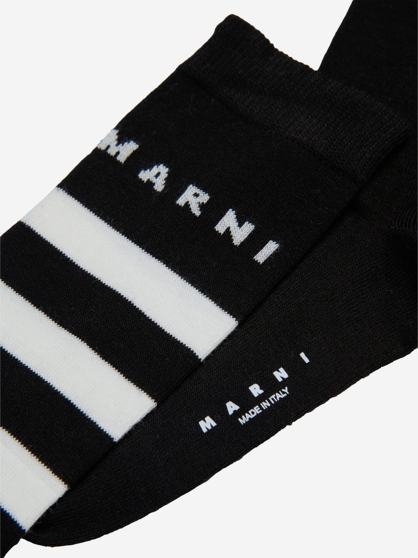 MARNI Kids 条纹徽标袜子(黑色)