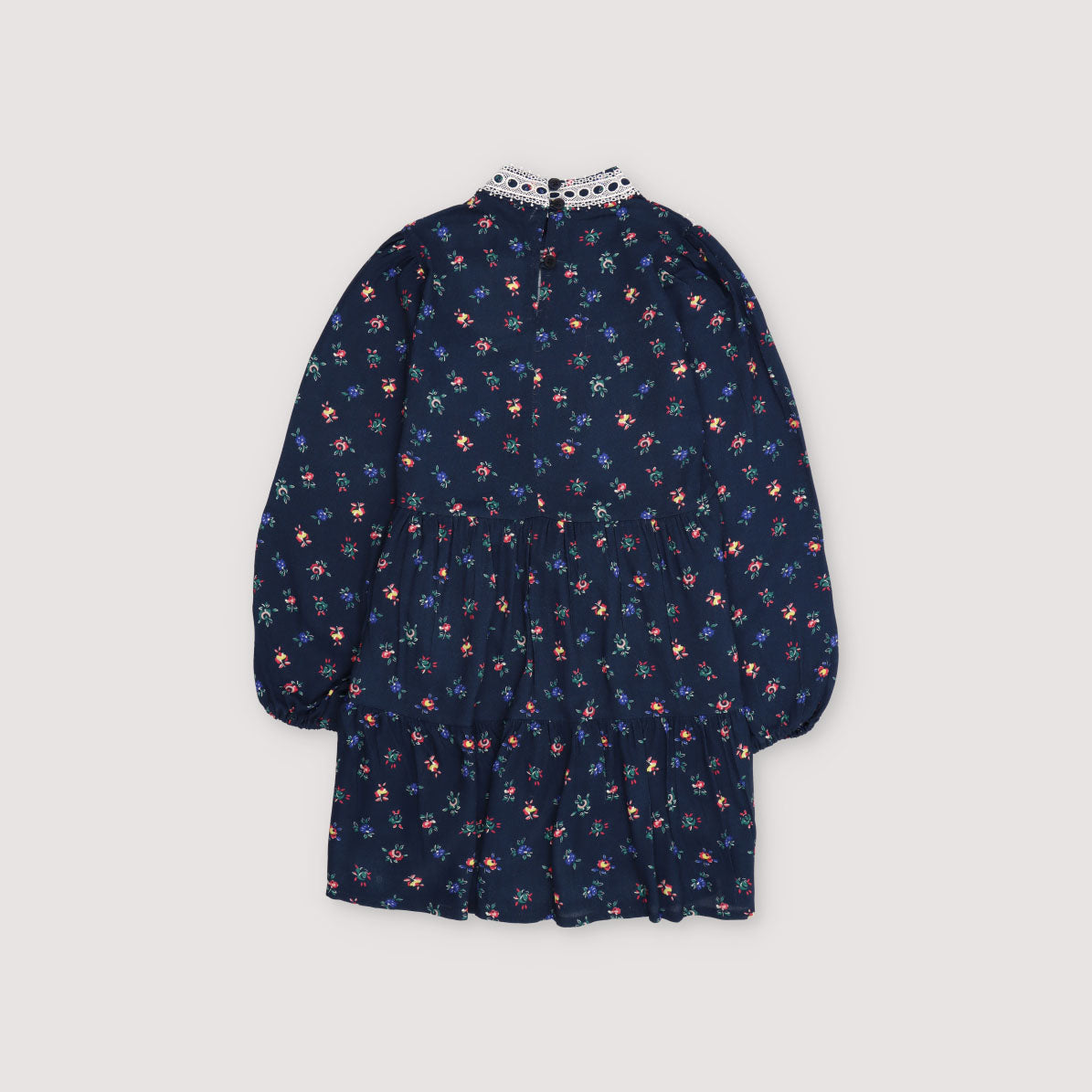 女童藏青色碎花连衣裙