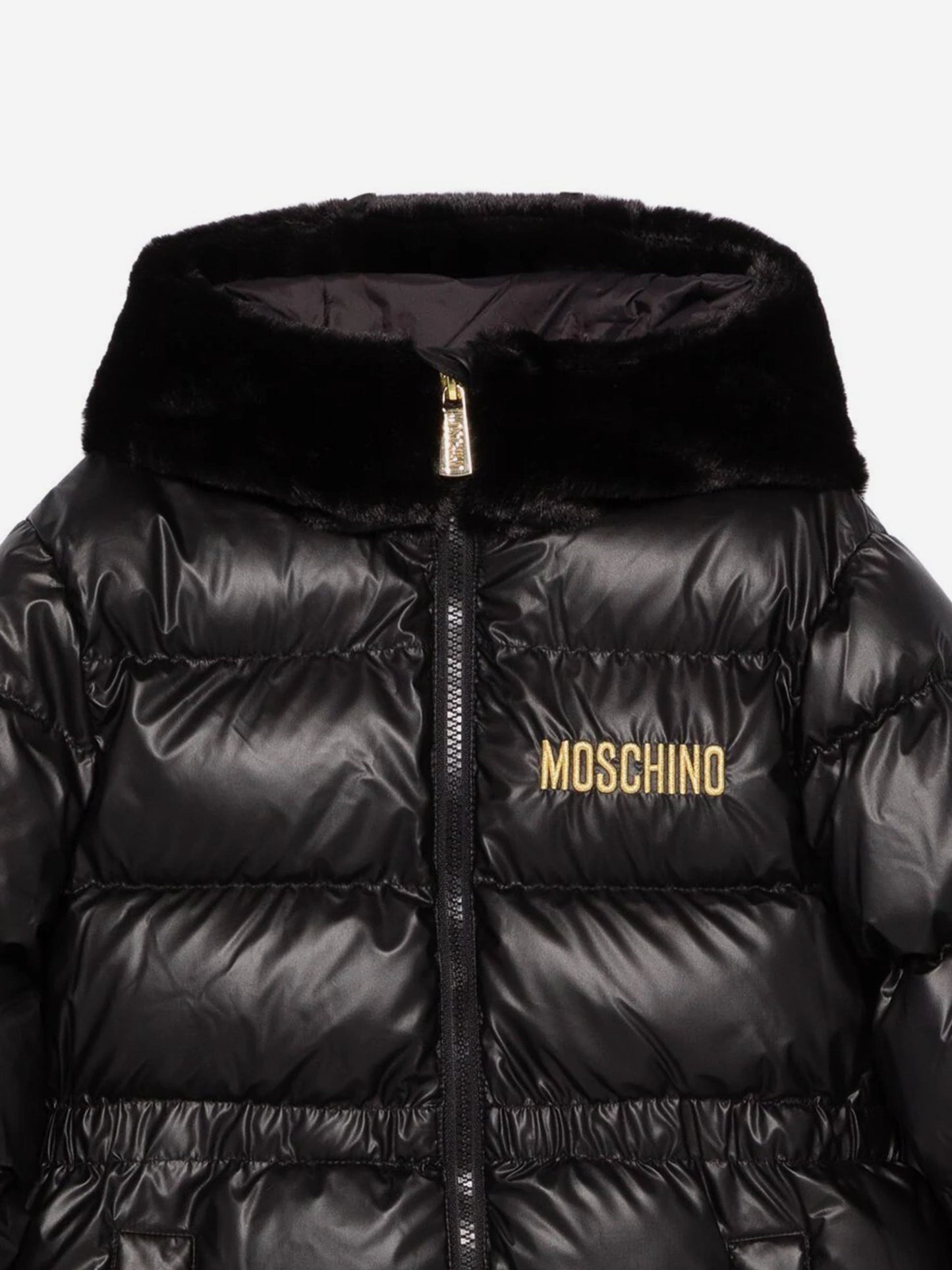 Moschino 女童徽标羽绒夹克(黑色)