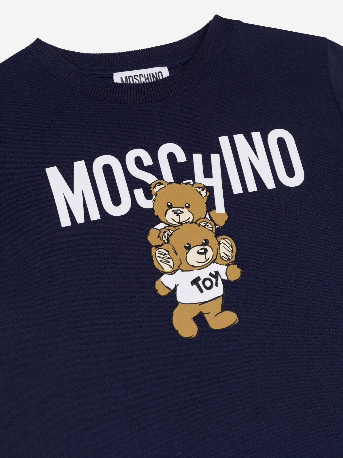 Moschino Kids 泰迪熊徽标 T 恤(海军蓝)