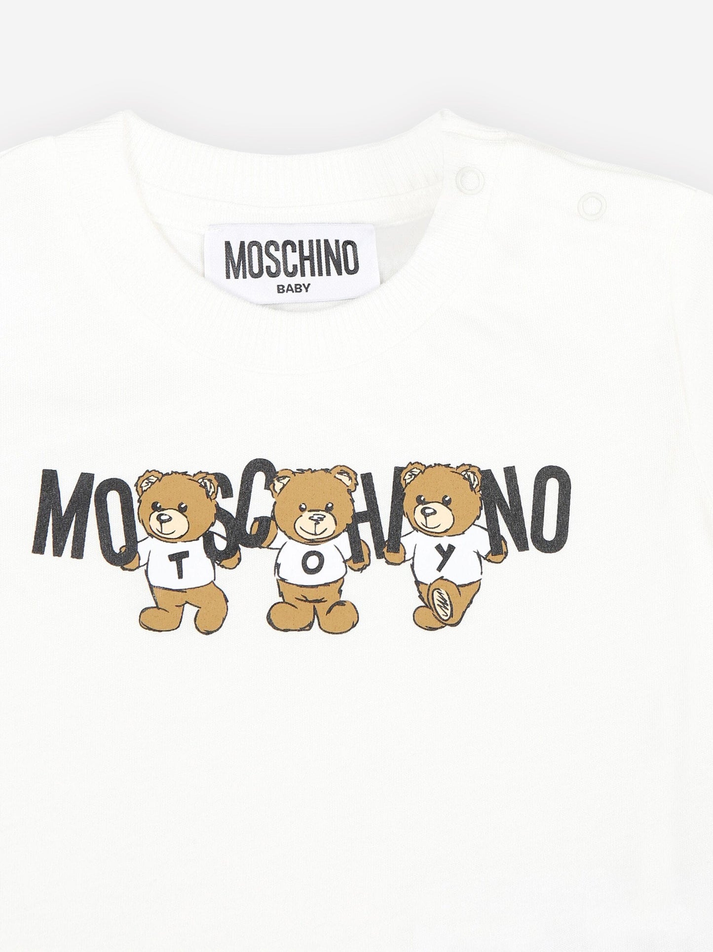 Moschino 象牙色小熊标志 T 恤