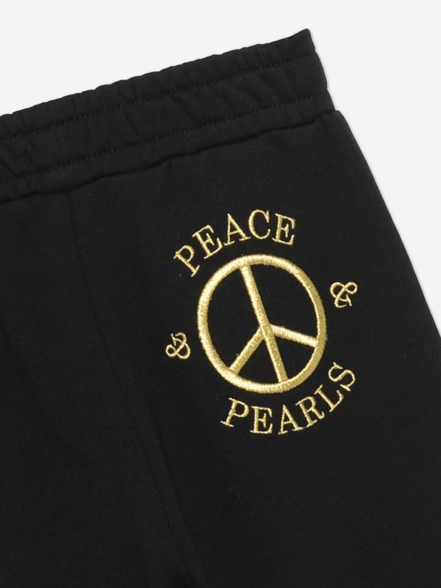 女童 Peace Pearls 黑色慢跑裤