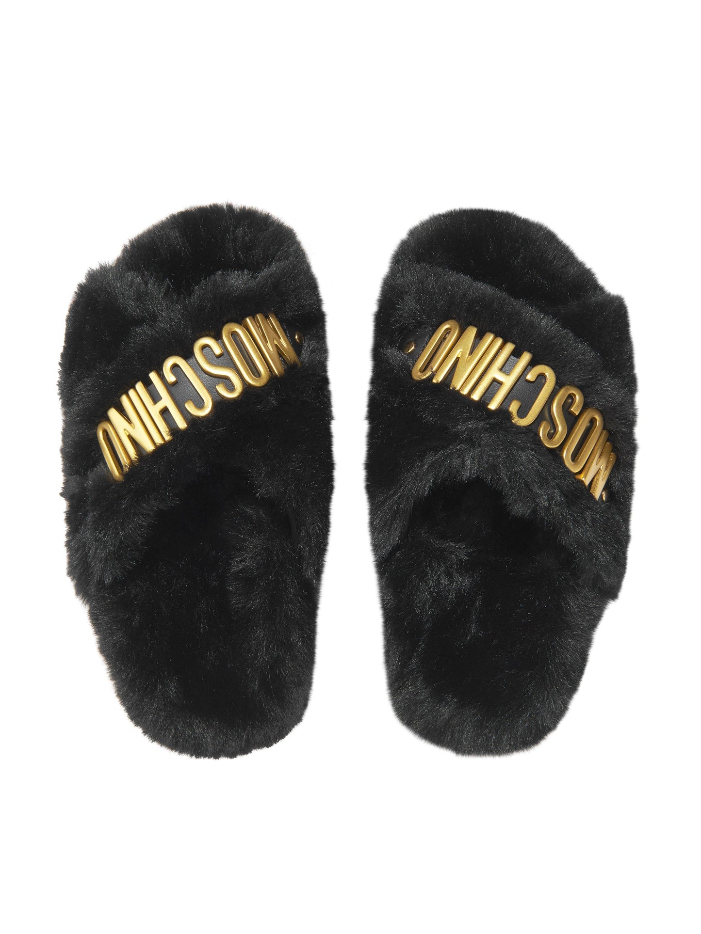 Moschino 女童仿皮草徽标拖鞋