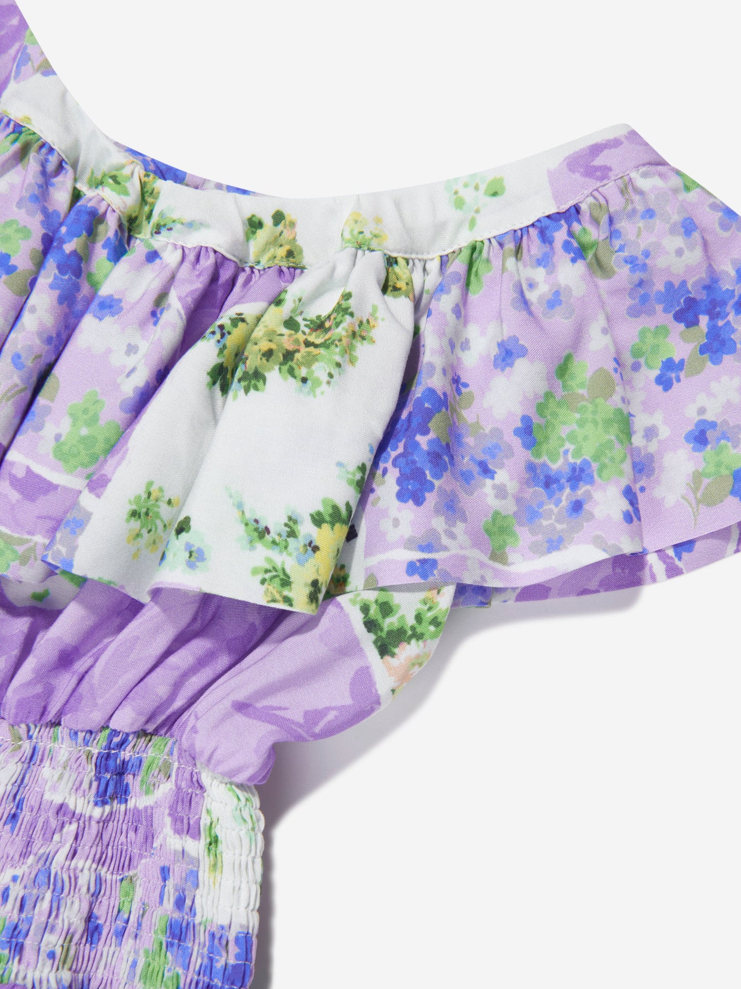 MSGM 女童缎面花卉荷叶边连衣裙(多色)
