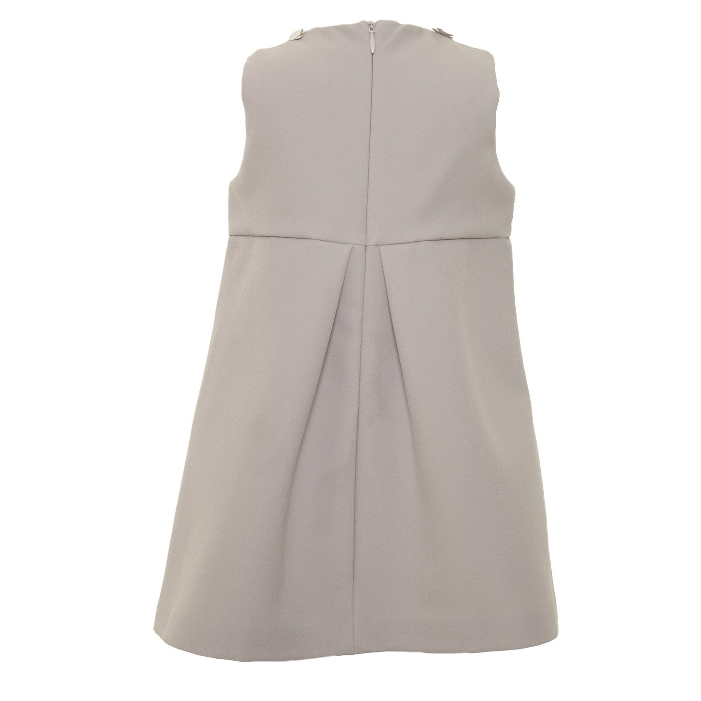 Baby Girls Beige Patch Flower Trims Dress