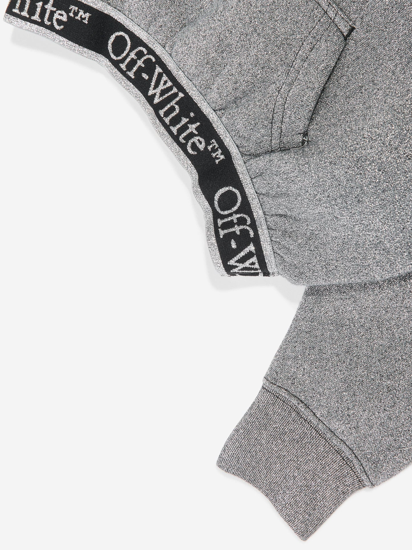 Off-White 女童书呆子徽标带短款连帽衫(灰色)