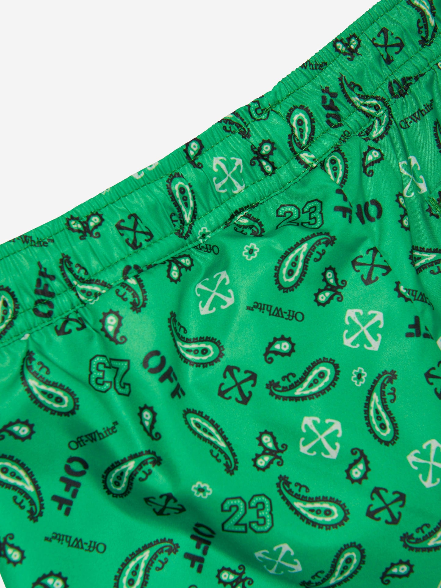 Off-White 男童绿色 Bandana 泳裤