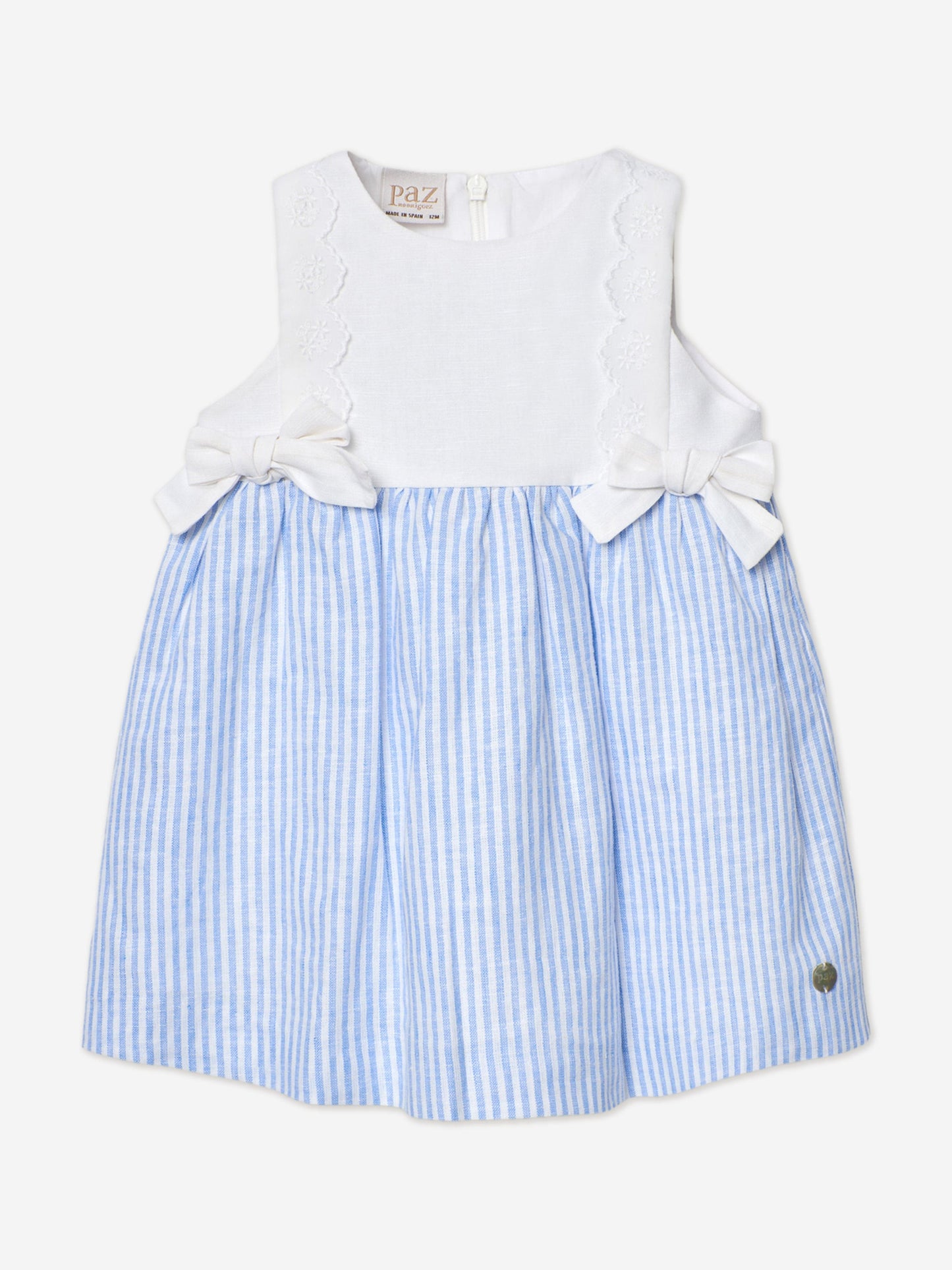 Girls Striped Bow Dress in Blue