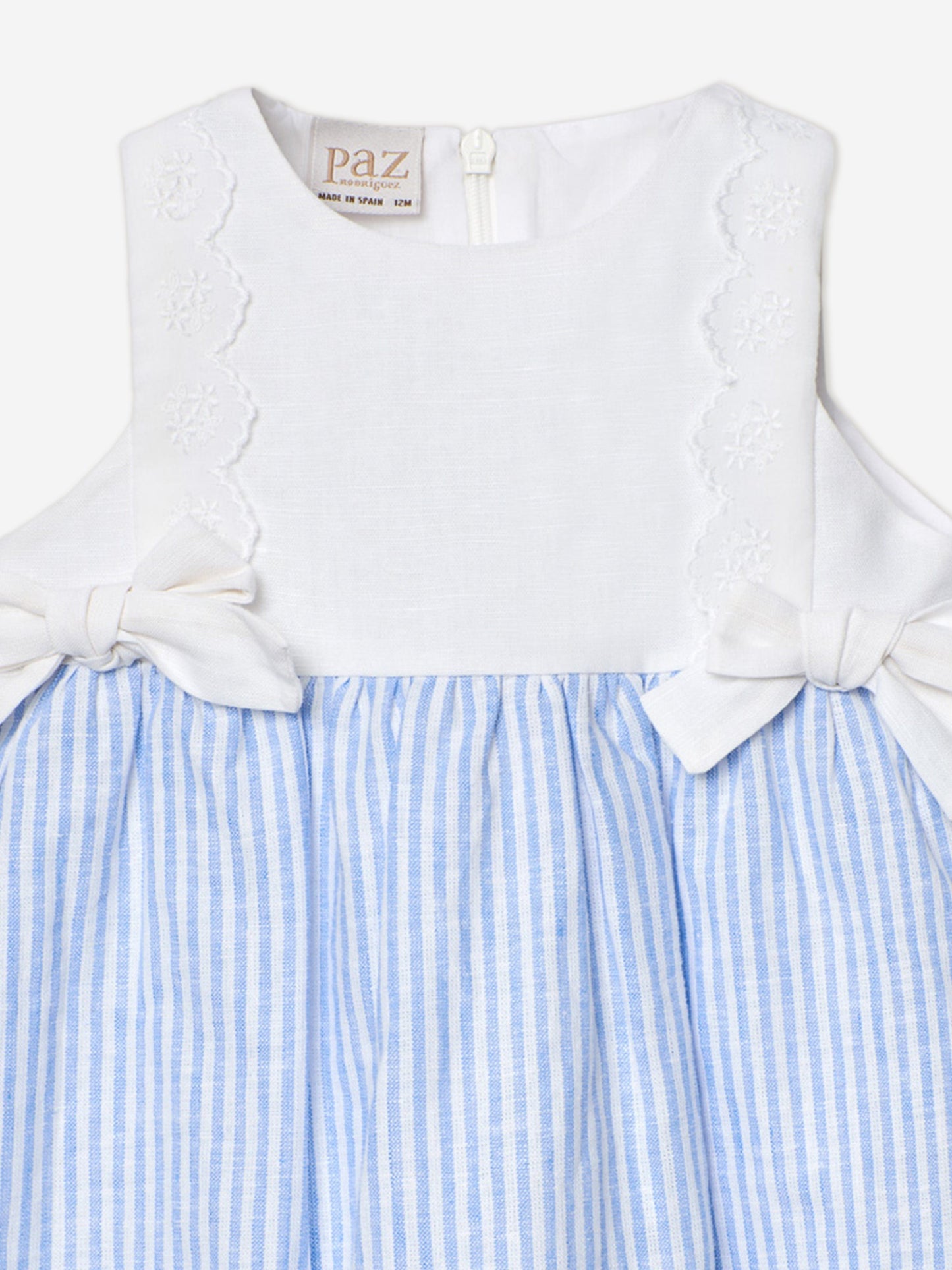 Girls Striped Bow Dress in Blue
