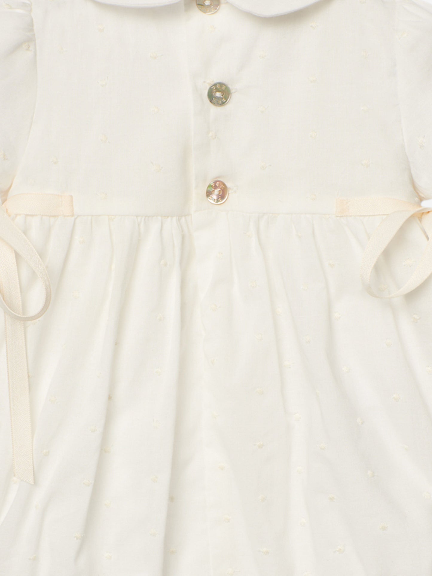 Baby Girls Cotton Romper in Ivory