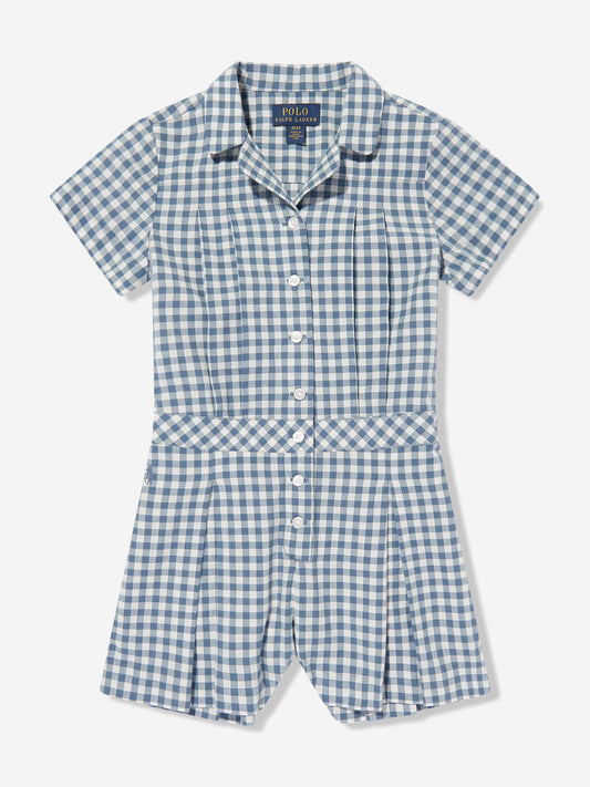 Ralph Lauren 女童蓝色格纹连身裤