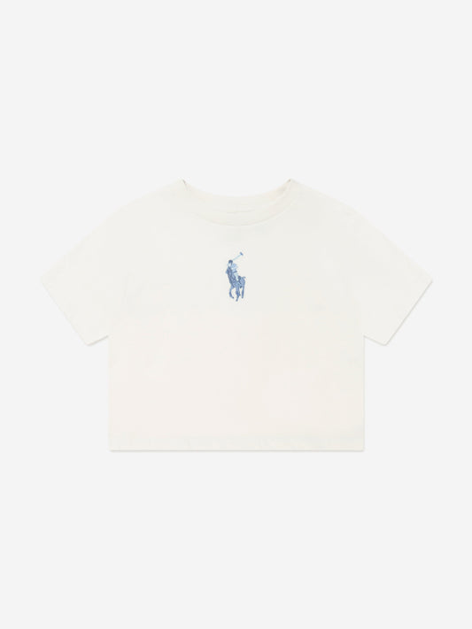 Ralph Lauren 女童白色 Big Pony 徽标 T 恤