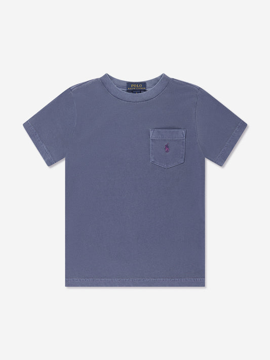 Ralph Lauren 男童蓝色口袋徽标 T 恤