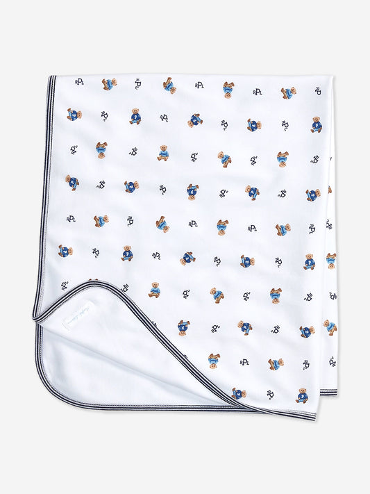 Baby Boys Bear Blanket in White