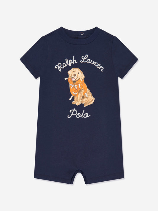 Baby Boys Dog Romper in Navy