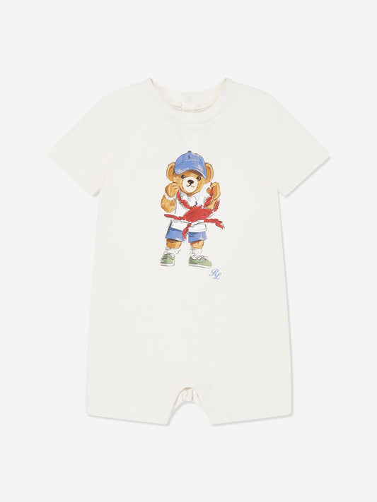 Baby Boys Bear Romper in White