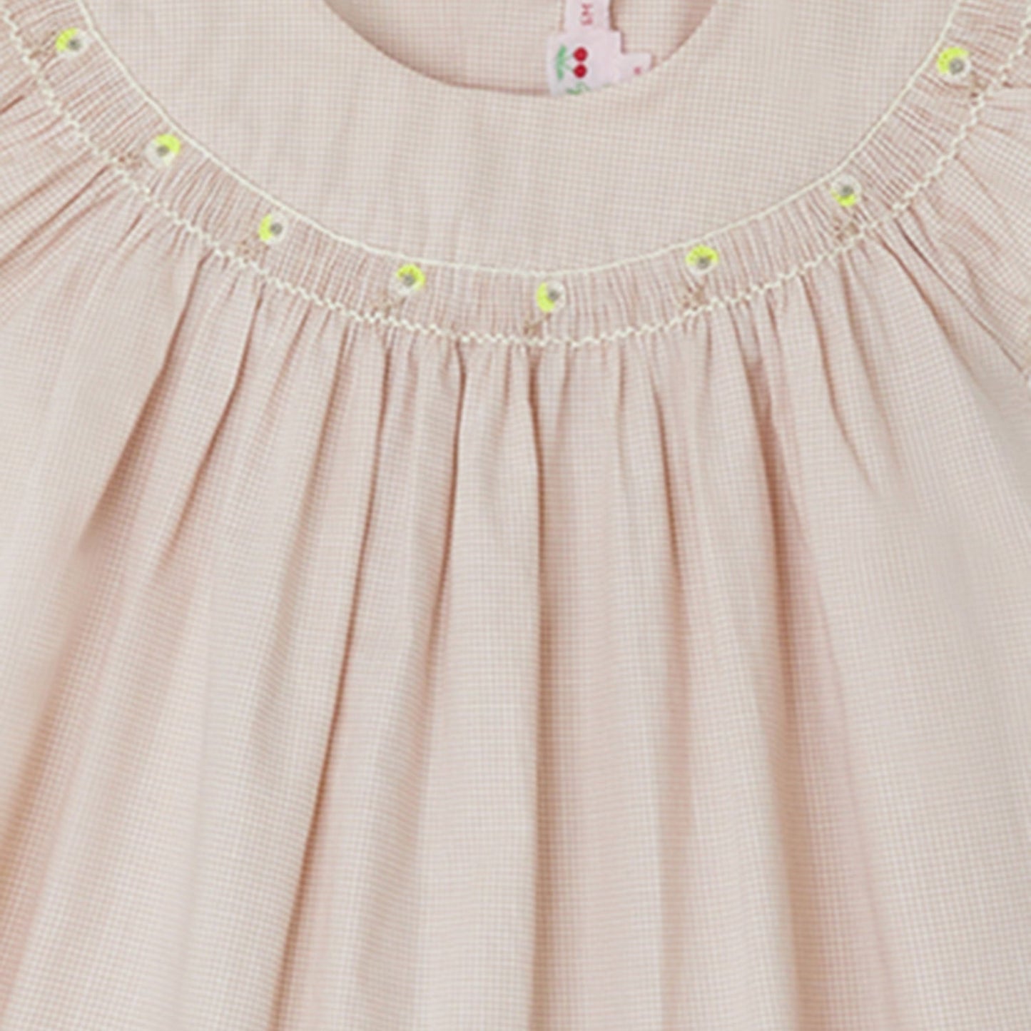 女婴米色格子棉连衣裙