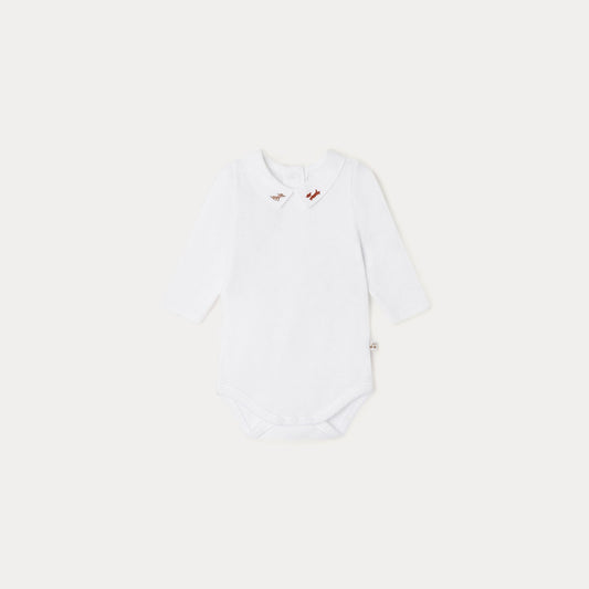 婴儿白色棉连体衣